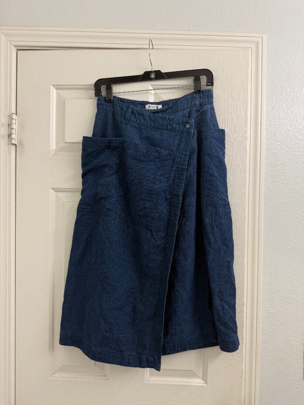 Issey Miyake International Indigo Denim Wrap Skirt Size M Japanese